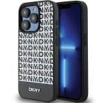 DKNY Leather Printed Pattern Metal Logo MagSafe &Uuml;mbris jaoks iPhone 15 Pro Max - Must