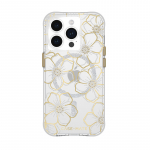 Case-Mate Floral Gems MagSafe &uuml;mbris seadmele iPhone 15 Pro, kuldne