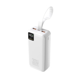 Wozinsky W8-W 30000mAh 30W akupank, 2x USB-A, USB-C, taskulambiga, valge