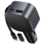 Autolaadija Hoco Z68, USB-A + USB-C, PD QC3.0, 45 W, v&auml;ljat&otilde;mmatava USB-C-kaabliga, must