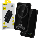 Blavec I&scaron;orinė baterija 5000mAh BJ-04 Itin Plona 7,8mm - Type C - 22,5W magnetinė Magsafe 3 in 1 (PBBJ04-MC5B) juoda stiklas