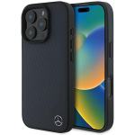 Mercedes MB Wood Imitation Leather MagSafe &Uuml;mbris jaoks iPhone 16 Pro Max - tumesinine