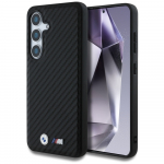 BMW Leather Carbon MagSafe &Uuml;mbris jaoks Samsung Galaxy S25 - must