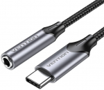 Adapter Vention BGMHF USB-C M do 3.5mm Jack 1M (szary)