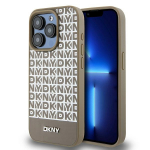 DKNY Leather Printed Pattern Metal Logo MagSafe &Uuml;mbris jaoks iPhone 15 Pro Max - Brown
