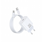 Laadija Remax RP-U71 30W GaN USB-C + USB-C to USB-C kaabel 1.0m valge