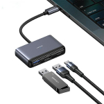 USAMS adapteris HUB 5w1 USB 2.0/USB 3.0/ USB-C/TF/SD tamsiai pilkas SJ628HUB01 (US-SJ628)