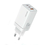 USAMS V&otilde;rgulaadija 2xUSB-C+1xUSB 65W (ainult pea) GaN PD3.0 +QC3.0 Fast Charging valge Sandru Series CC180TC02 (US-CC180)