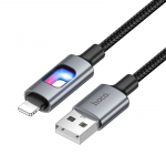 USB kaabel LED-dioodidega USB A Lightning Hoco 2,4A 1,2 m U144 must