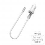 Borofone BZ2 Joyroad autolaadija 2 USB-A pordiga, 12 W, Lightning-kaabliga, valge