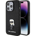 Karl Lagerfeld Glitter Ikonik Logo metallist logoga &uuml;mbris iPhone 15 Pro Max must