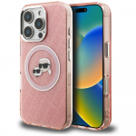 Karl Lagerfeld IML Glitter Karl & Choupette Heads Logo MagSafe &uuml;mbris iPhone 16 Pro Max - roosa