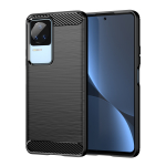 Carbon Case painduv silikoonist s&uuml;sinikkiust &uuml;mbris Xiaomi Poco F4 5G jaoks, must