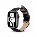 Crong Noble Band ehtsast nahast rihm Apple Watch 44 / 45 / 46 / 49 mm kellale, Black Noir v&auml;rvitoonis