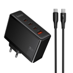 Hoco N85 100 W laadija kolme USB-C-pordiga ja &uuml;he USB-A-pordiga ning 2,0 m USB-C&ndash;USB-C 100 W kaabliga, must