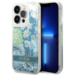 Guess Flower Liquid Glitter &uuml;mbris jaoks iPhone 14 Pro Max - roheline