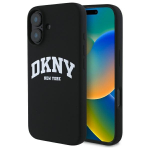 DKNY Silicone Valge Printed Logo MagSafe iPhone 16 &Uuml;mbris - Must