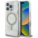 Guess Resin Flowers Glitter MagSafe iPhone 16 Pro &Uuml;mbris - Beige