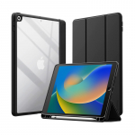Crong PrimeFolio kaanega &uuml;mbris iPad 10.2" (2019&ndash;2021) jaoks, tugijala ja Apple Pencili hoidikuga, must ja l&auml;bipaistev