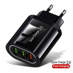 Įkroviklis "QC3.0 Quick Charge" juodas (3xUSB / 3.1A)