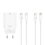 XO seinalaadija CE32 PD 20W 1x USB-C, valge + USB-C - USB-C-kaabel