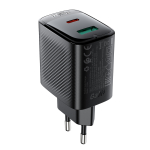 Acefast A106 GaN PD seinaklaadija, 45 W, USB-C, USB-A, must
