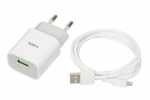 Power charger iBOX C-41 USB 2A, 1 USB port, microUSB cable, valge