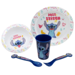 Disney Stitch Palms mikrolaineahjun&otilde;ude komplekt: taldrik, kauss, kruus, kahvel ja lusikas, 5 osa