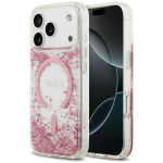 Guess Resin Bottom Glitter MagSafe-&uuml;mbris iPhone 18 Pro / 17 Pro jaoks, roosa