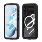 Vandeniui atsparus dėklas SHELLBOX MARS su metaliniu žiedu, skirtas SAMSUNG S25, juodas