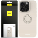 Spacecase Silikoninis dėklas su žiedu iPhone 15 Pro kaulo spalvos