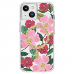 Rifle Paper Co. Rose Garden MagSafe &uuml;mbris kuldfooliumdetailidega iPhone 14 ja iPhone 13 mudelitele