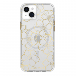 Case-Mate Floral Gems MagSafe &uuml;mbris seadmele iPhone 15 Plus, kuldne