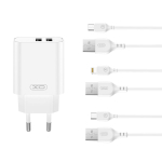 XO seinalaadija CE34 2x USB 2,4A, valge + Lightning-kaabel