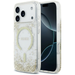 Guess Resin Bottom Glitter MagSafe &uuml;mbris mudelitele iPhone 18 Pro / 17 Pro, kuldne