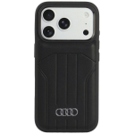 Audi kunstnahast &uuml;mbris seadmele iPhone 18 Pro / 17 Pro, MagSafe-&uuml;hilduv &ndash; must