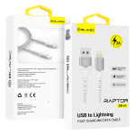 Blavec Kaabel Raptor braided - USB to Lightning - 2A 3 metres Apple CarPlay (CRA-UL2WS30) valge-h&otilde;bedane
