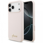 Guess Silicone Script Metal Logo MagSafe &Uuml;mbris jaoks iPhone 17 Pro Max - Roosa