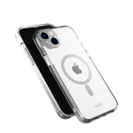 Moshi iGlaze &uuml;mbris seadmele iPhone 14 Plus, MagSafe'iga &uuml;hilduv, l&auml;bipaistev Luna Silver detailidega