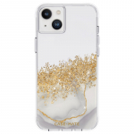 Case-Mate Karat Marble valge marmormustriga &uuml;mbris kuldfooliumdetailidega iPhone 14 Plusile
