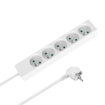 Rebel pikendusjuhe, 5 prantsuse t&uuml;&uuml;pi pistikupesa, 3 m, l&uuml;litita, 3&times;1,5 mm, valge