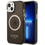Guess GUHMP14MHTCMK iPhone 14 Plus 6.7" black/black hard case Gold Outline Translucent MagSafe
