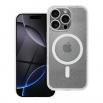 Dėklas telefonui MAG COVER su kameros apsauga, suderinamas su MagSafe IPHONE 16 PRO, skaidrus glitter
