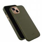 Moshi Napa &uuml;mbris seadmele iPhone 14 Plus, MagSafe'iga &uuml;hilduv, vegannahast, Juniper Green v&auml;rvitoonis