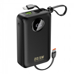Dudao K14+ akupank 20000mAh 22.5W USB-C / USB-A / sisseehitatud Lightning ja USB-C kaablid - must