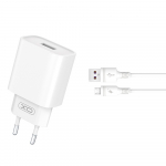 XO wall charger CE02D QC 3.0 18W 1x USB valge + microUSB cable
