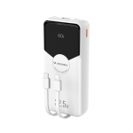 Wozinsky WFC-15W 20000mAh 22.5W PD20W akupank sisseehitatud Lightning ja USB-C kaablitega - valge
