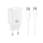 XO CE51 PD 20 W seinalaadija, 1 &times; USB-C, valge, USB-C&ndash;USB-C kaabliga