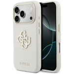 Guess FW dėklas su dervos logotipu, skirtas "iPhone 17 Pro Max", smėlio spalvos