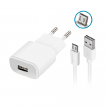 "Forever TC-01" įkroviklis 1x USB 2A baltos spalvos + microUSB laidas